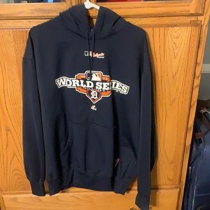 DETROIT TIGERS VERY RARE PLAYER ISSUE 2012 WORLD SERIES HOODIE. MEN’S SIZE L